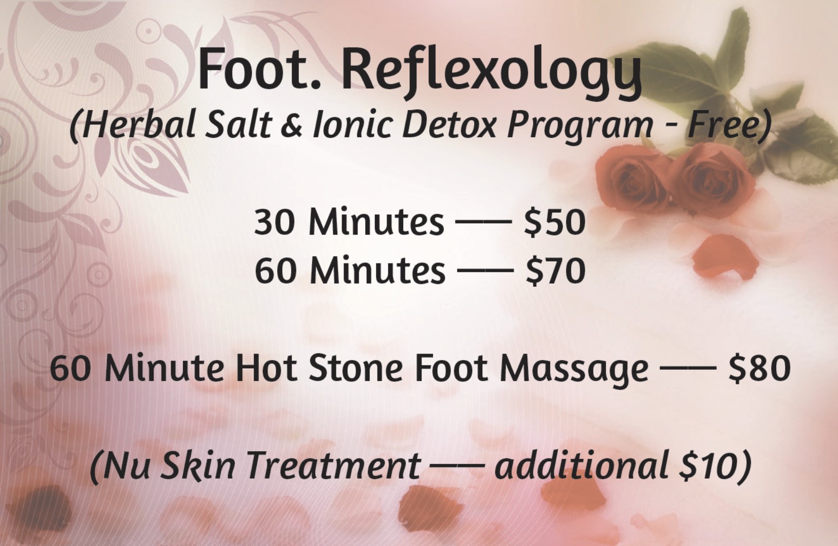 Foot reflexology prices at Pace Massage